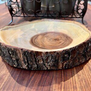 Unique Acacia Bark Slab Shallow Bowl